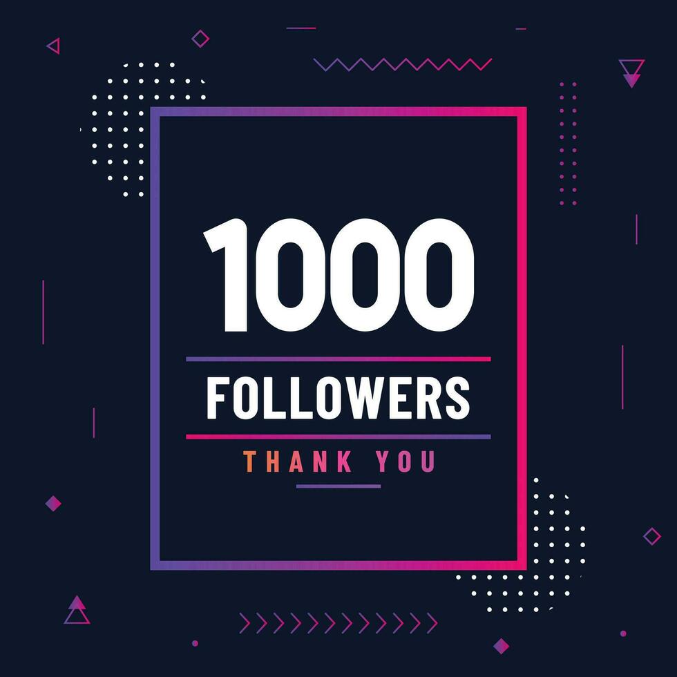 Thank you 1000 subscribers or followers. web social media modern post design vector