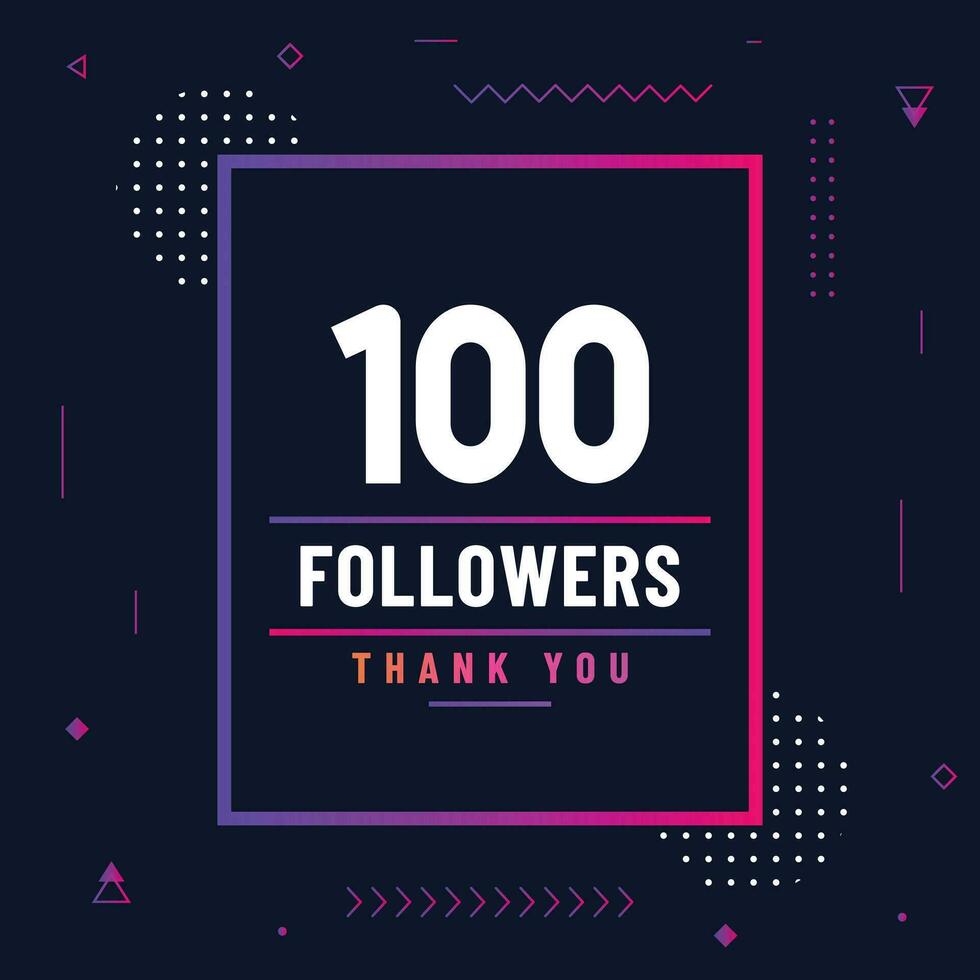 Thank you 100 subscribers or followers. web social media modern post design vector