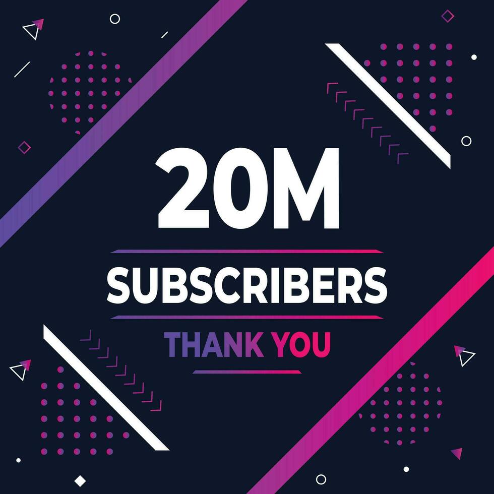 Thank you 20m subscribers or followers. web social media modern post design vector