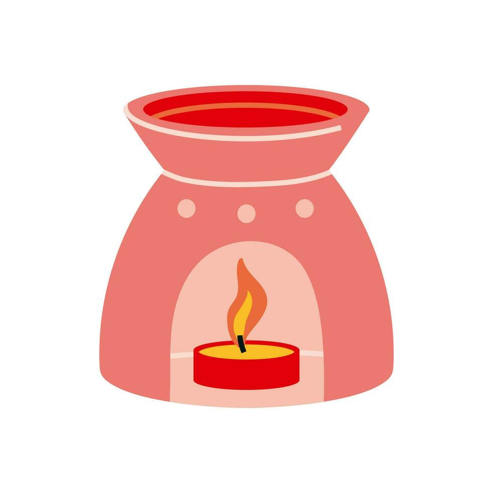 esencial petróleo aroma lámpara con vela para aromaterapia, dibujos animados estilo. de moda moderno vector ilustración