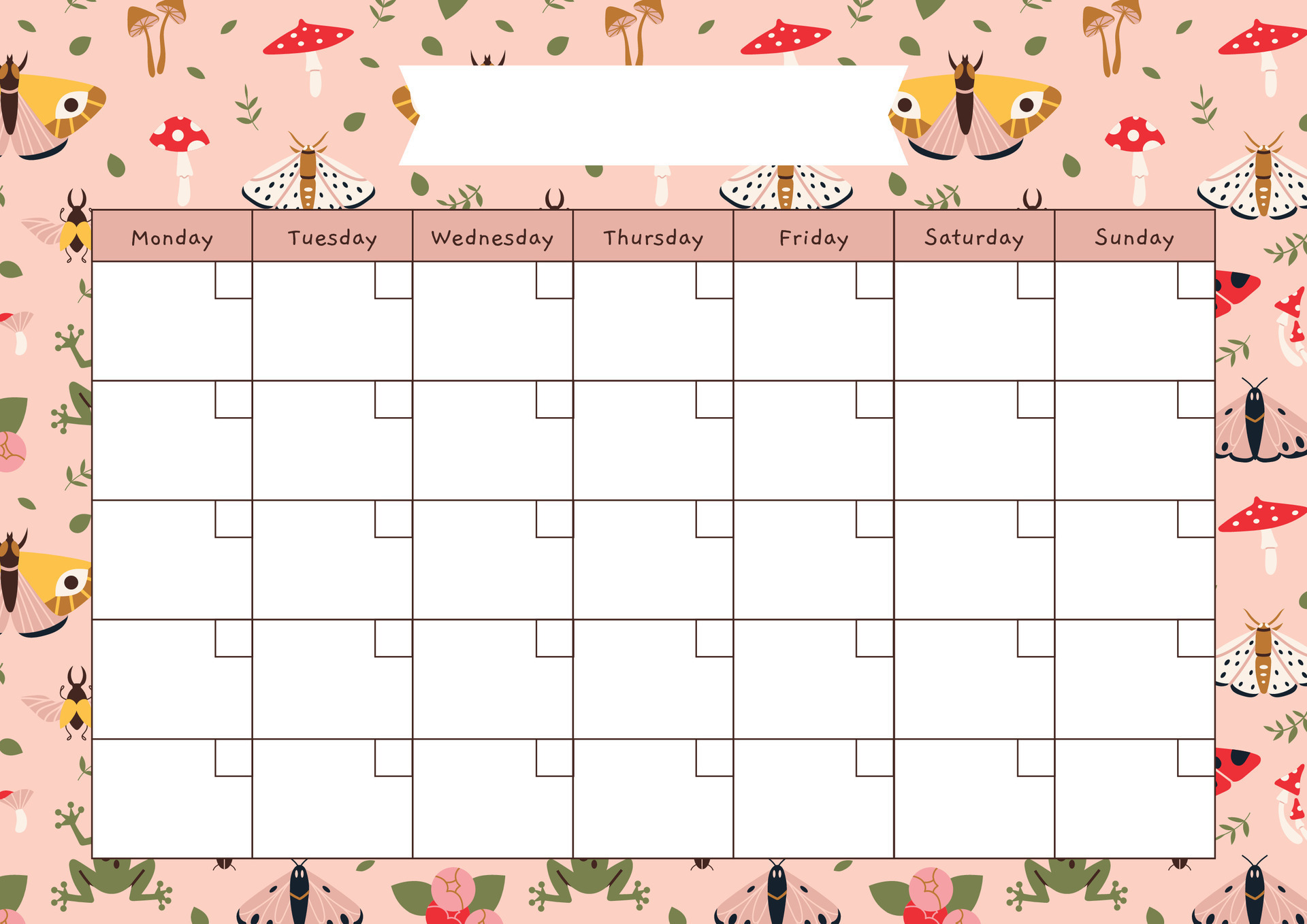 Cute Blank Calendar Template Cute Blank Calendar Template