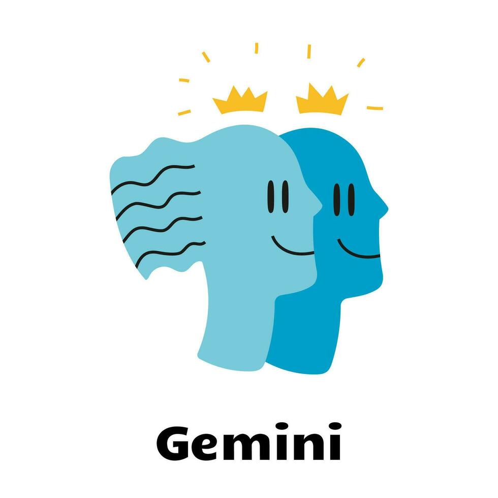 astrológico zodíaco firmar Geminis aislado en blanco antecedentes. vector