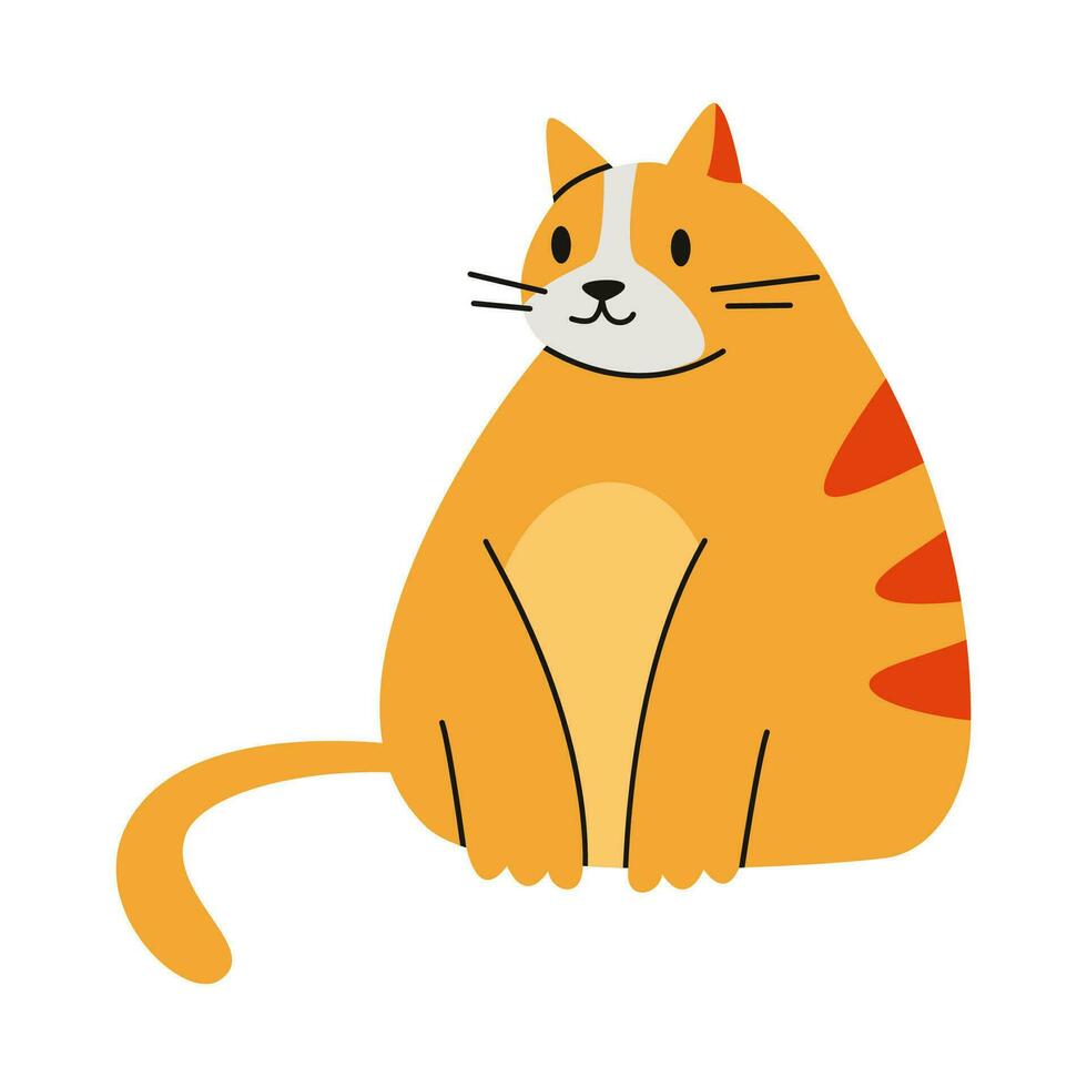 linda gordito jengibre gato, dibujos animados estilo. de moda moderno vector ilustración aislado en blanco fondo, mano dibujado, plano