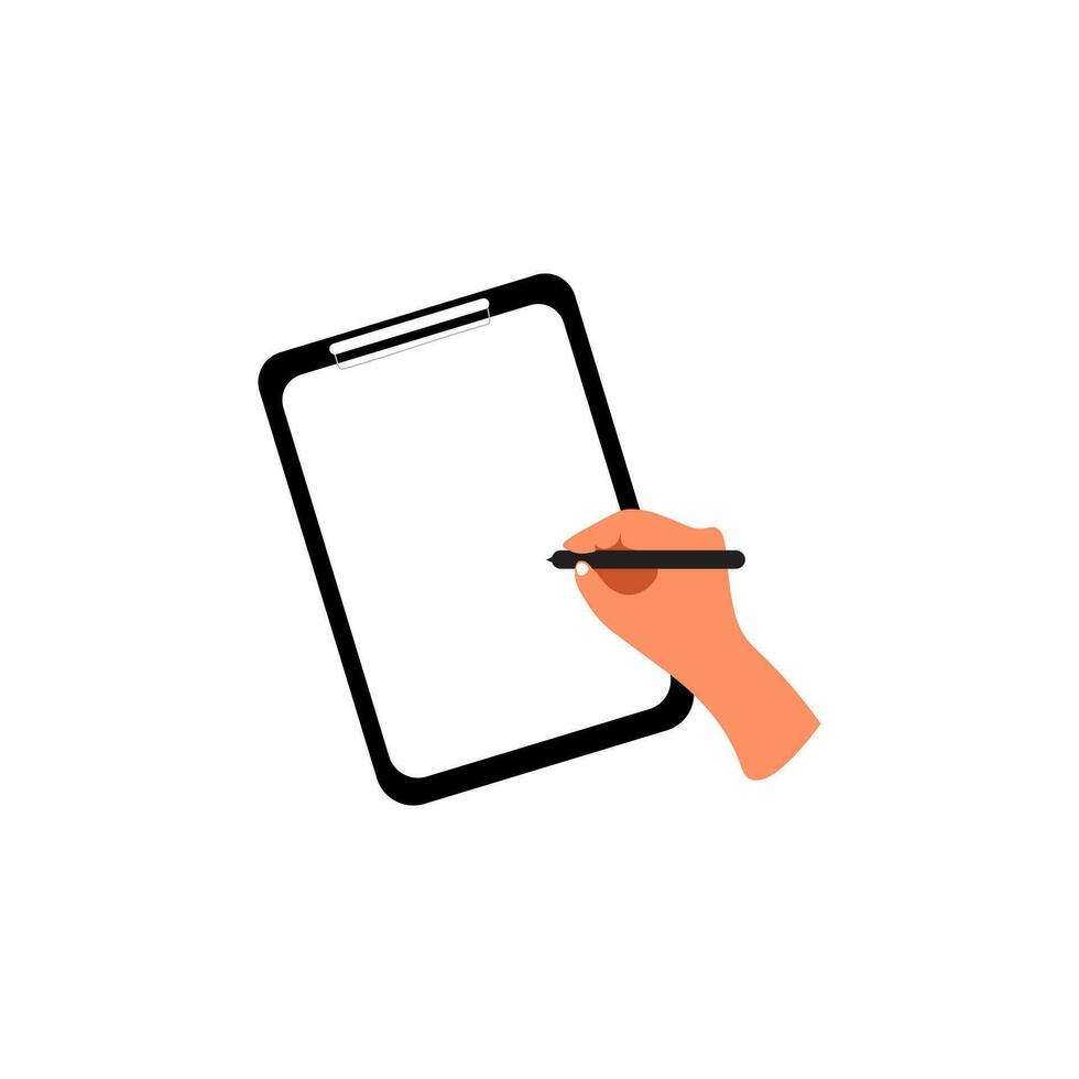 hand taking notes on paper vector