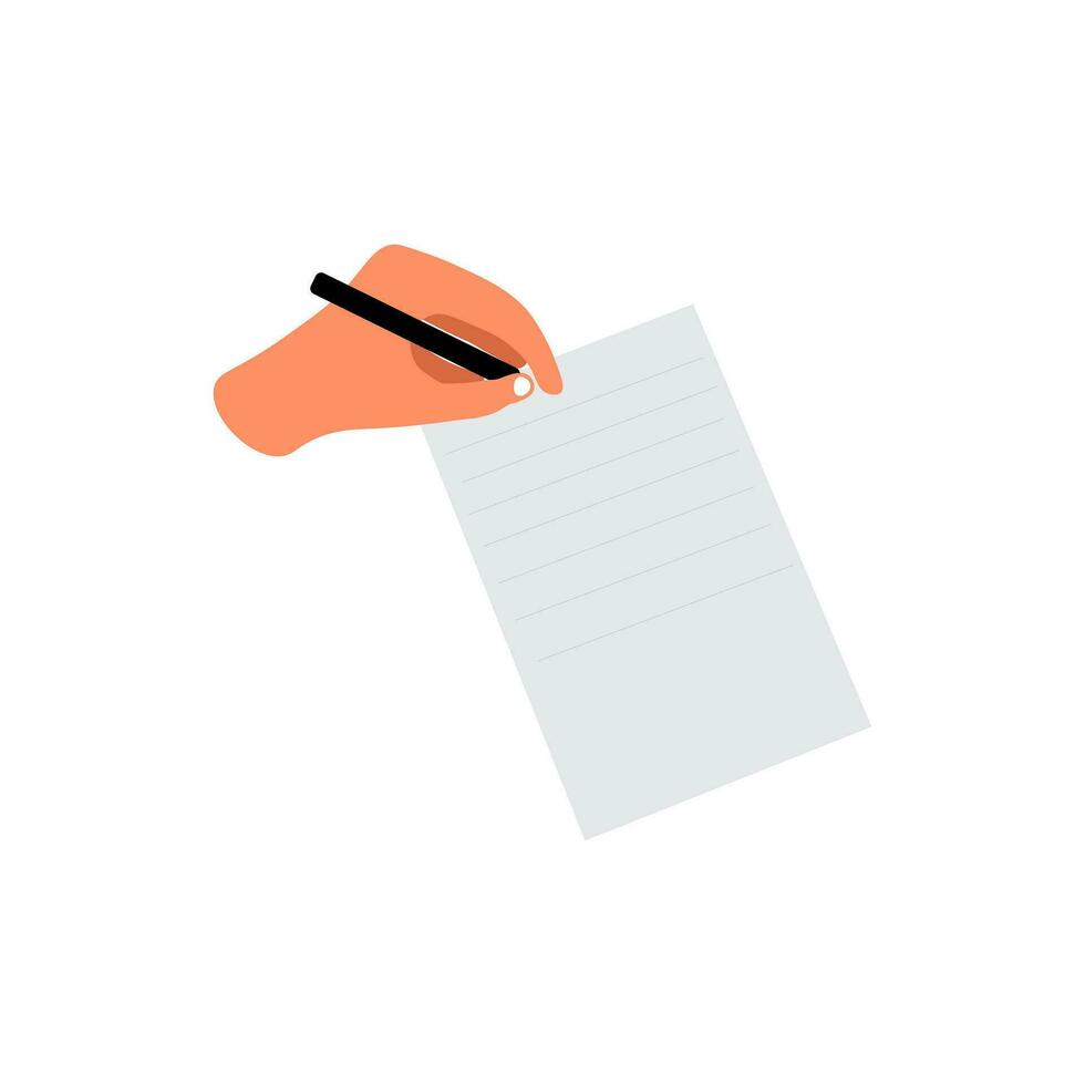 left hand that is taking notes on paper vector