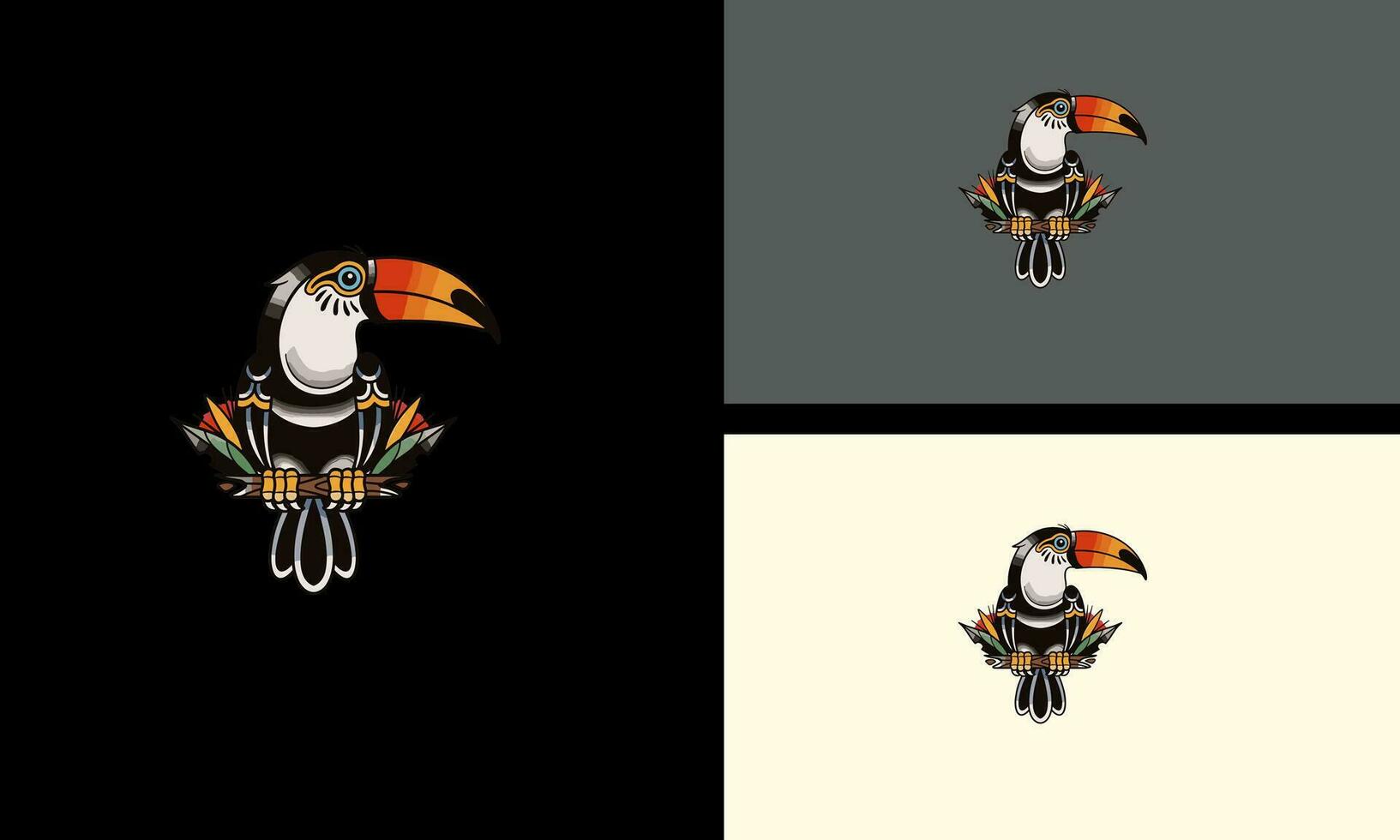 black parrot vector illustration mascot design
