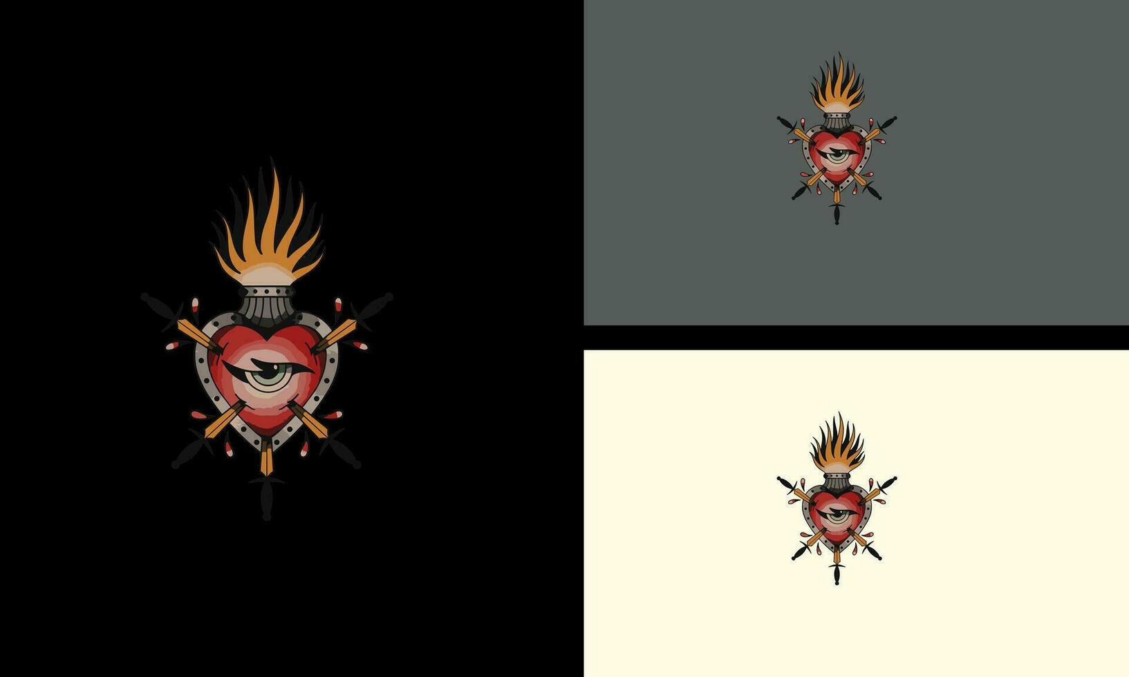 one eye and flames vector mascot design