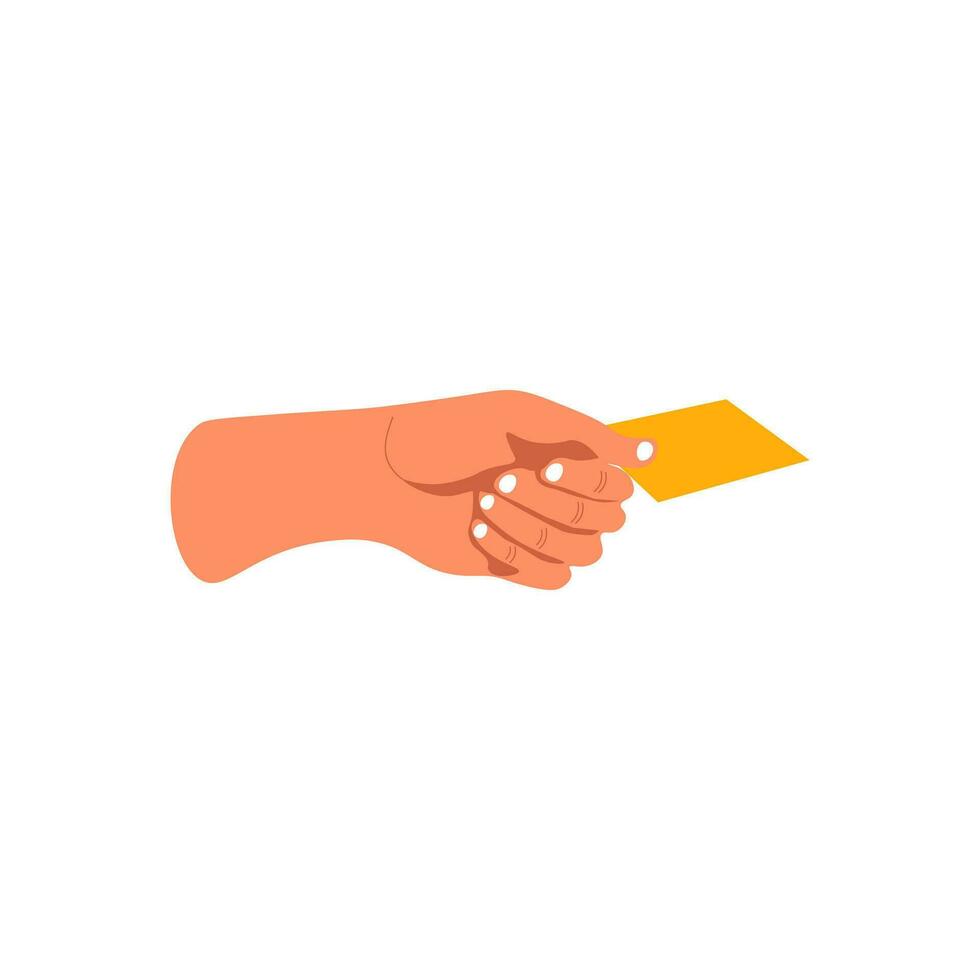 hand with business cards. vector