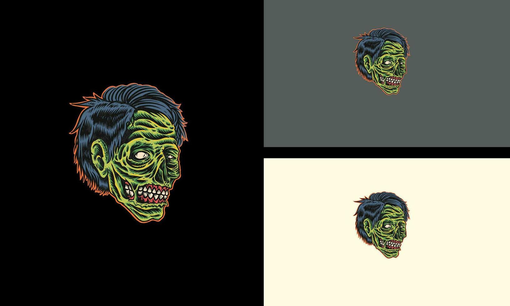 cabeza verde zombi vector mascota diseño