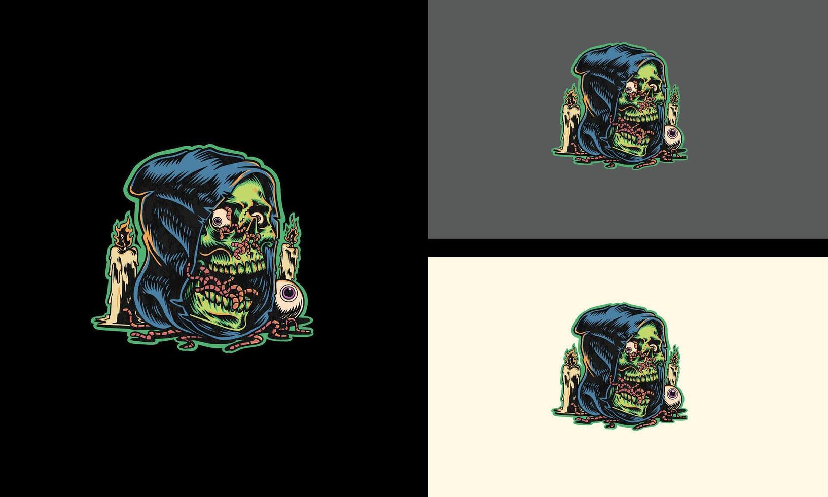 head skull zombie vector mascot design