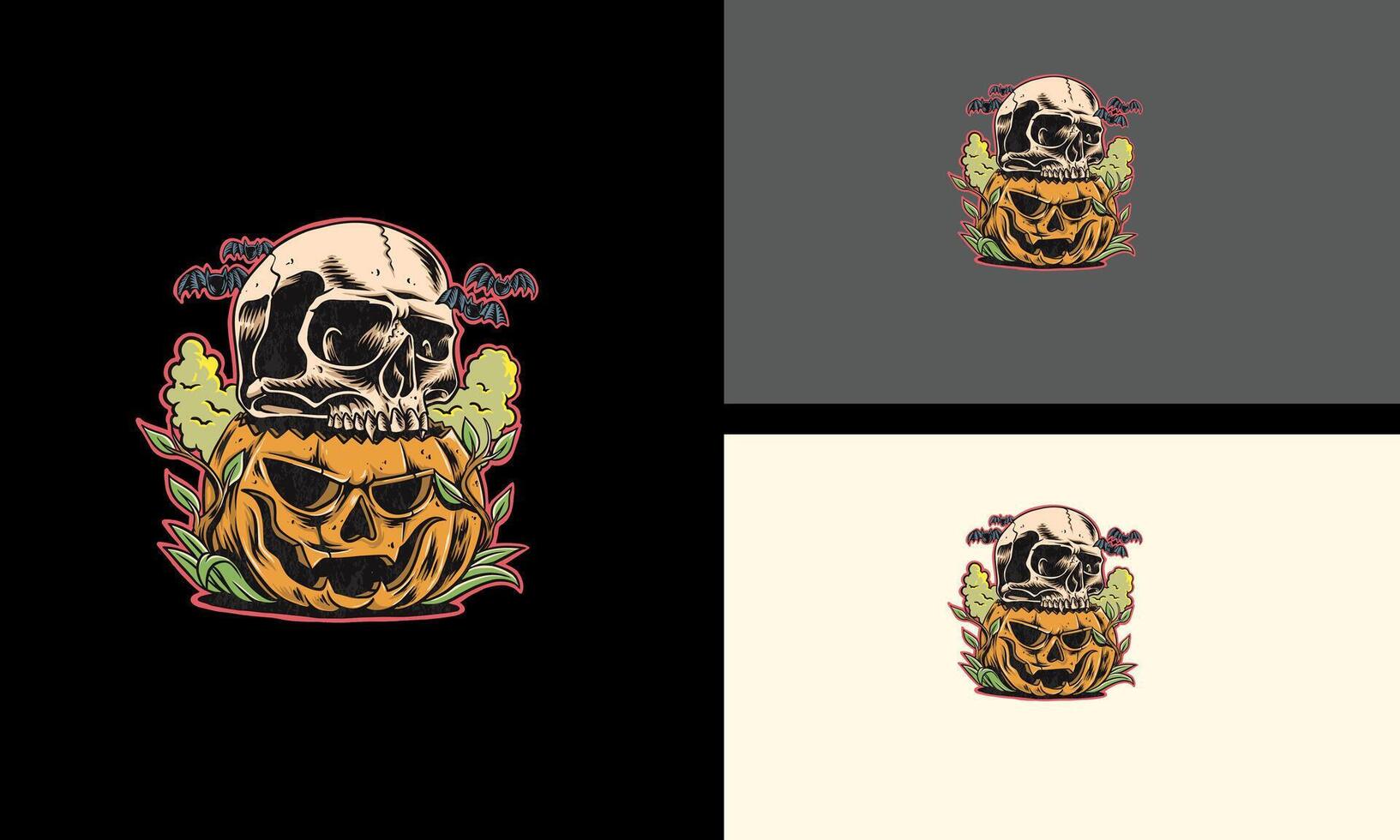 head skull and  halloween vector mascot design