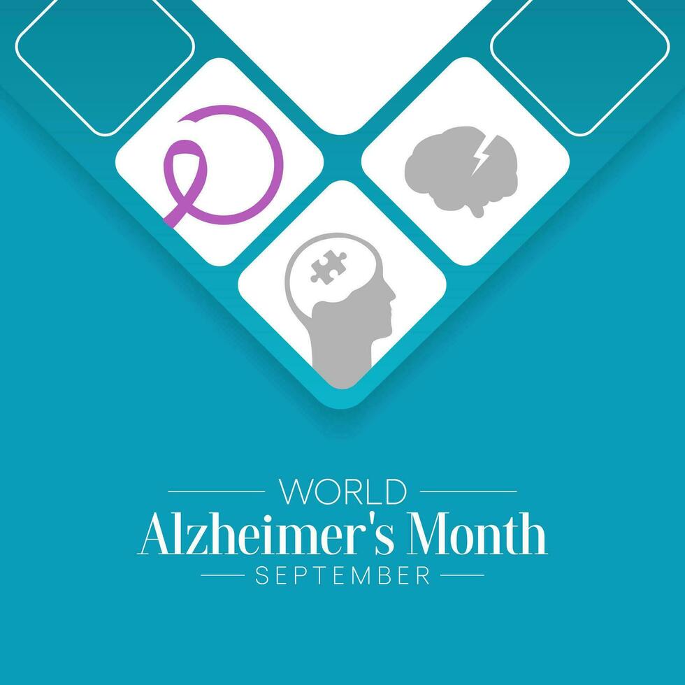 Alzheimer's Month is observed every year in September,  it is a progressive disease, where dementia symptoms gradually worsen over a number of years. Vector illustration
