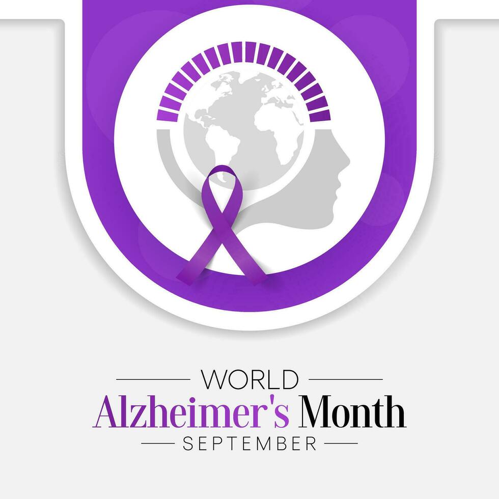 Alzheimer's Month is observed every year in September,  it is a progressive disease, where dementia symptoms gradually worsen over a number of years. Vector illustration