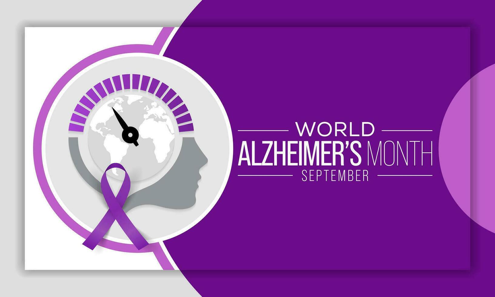 Alzheimer's Month is observed every year in September,  it is a progressive disease, where dementia symptoms gradually worsen over a number of years. Vector illustration