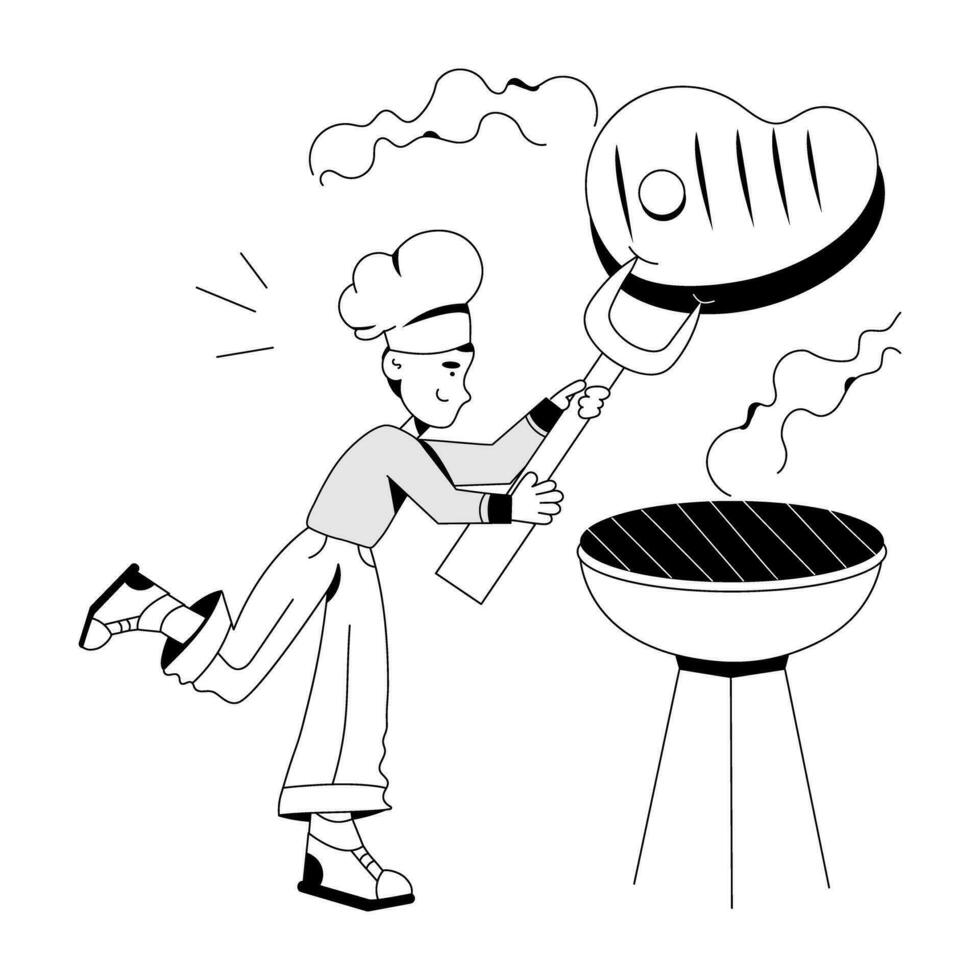 Trendy Grilling Steak vector