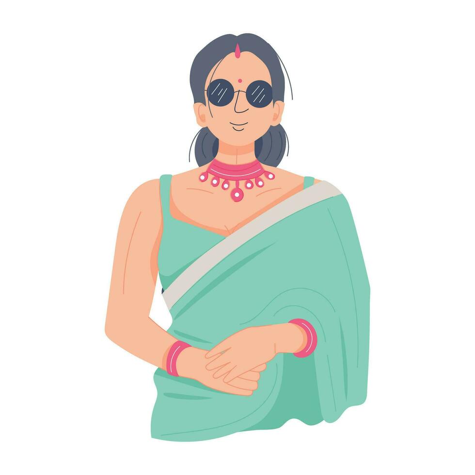 mujer india de moda vector