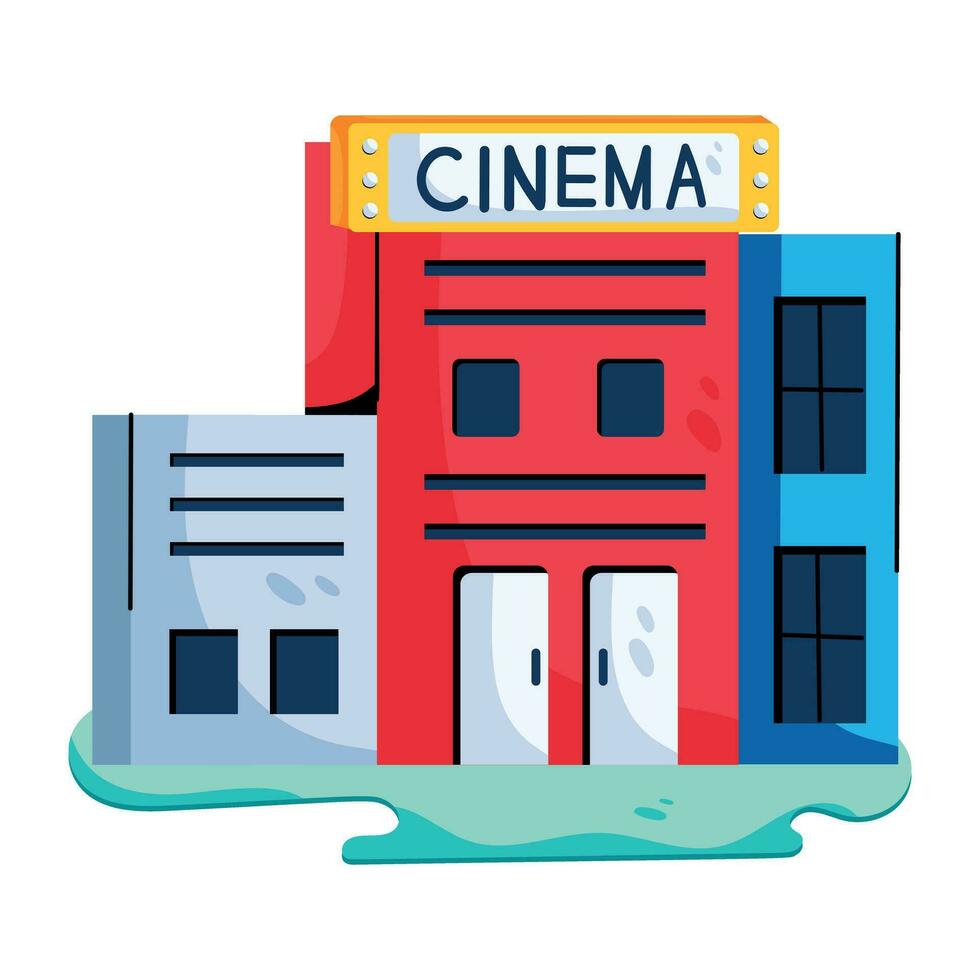 Trendy Cinema Building vector