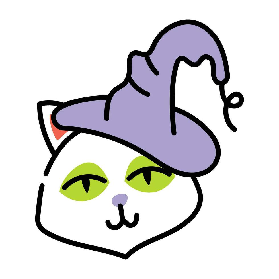 Trendy Witch Cat vector