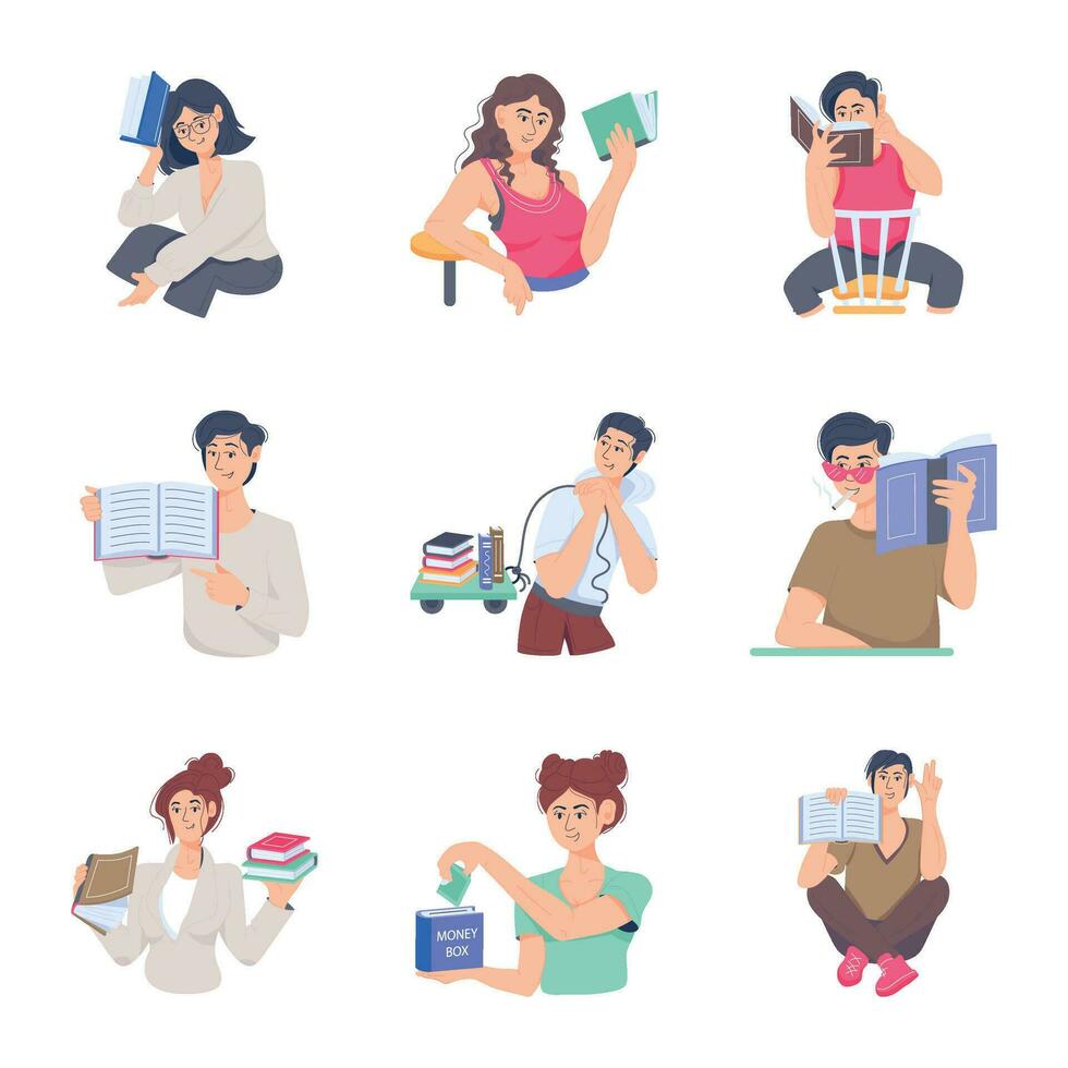 Bundle of Study Flat Illustrations vector