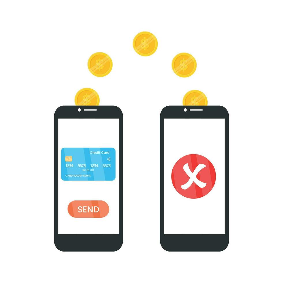 The concept of a refused online transfer from a credit card vector