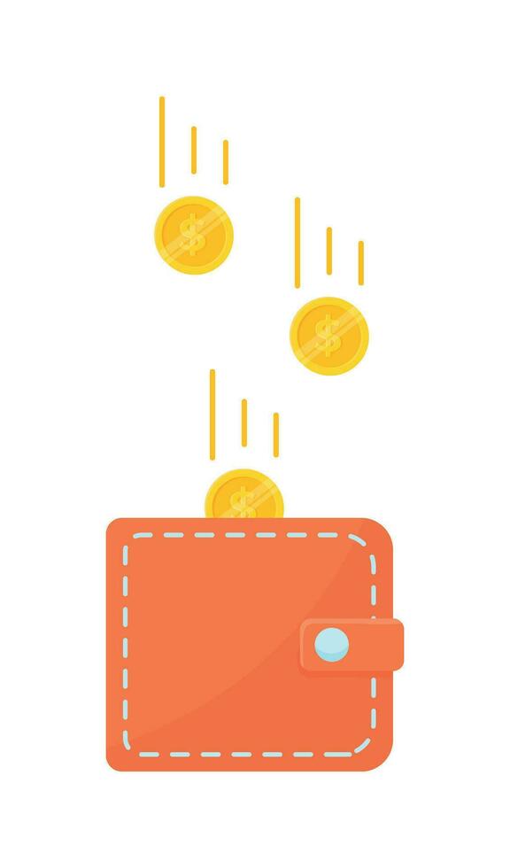 Falling coins into a wallet vector