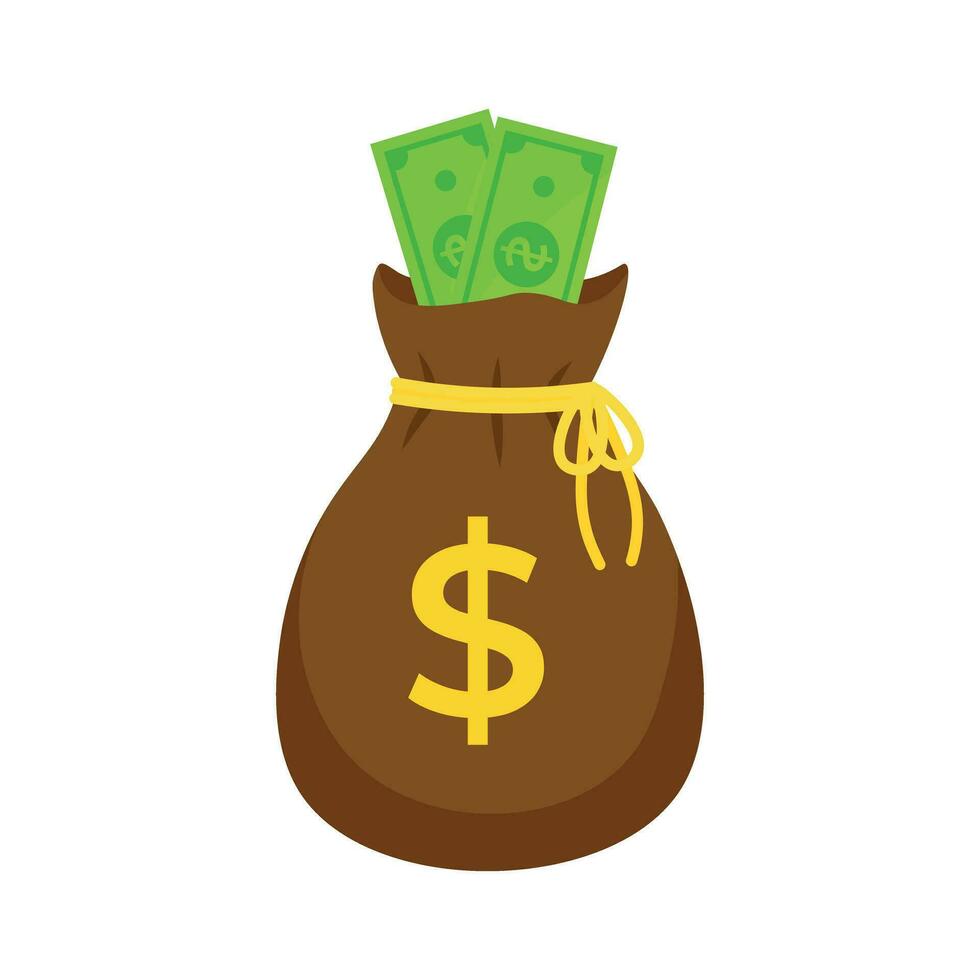 Bag of dollar bills vector