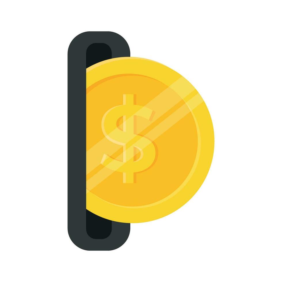 The coin is inserted into the coin slot vector