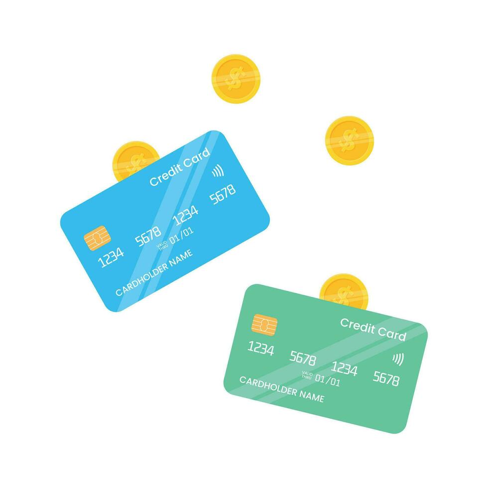 The concept of transferring money from a card to another card vector