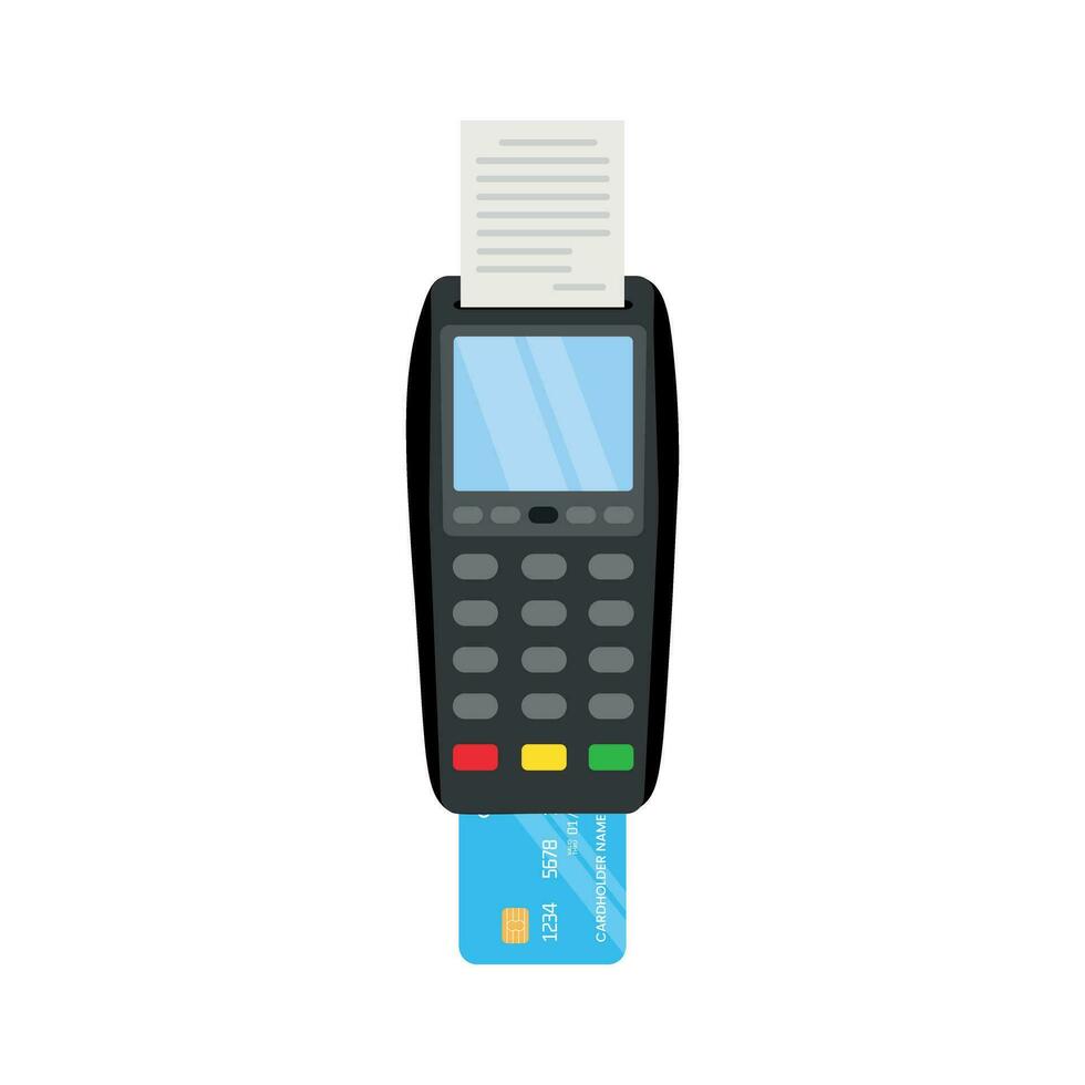 POS terminal for payment with check and credit card vector