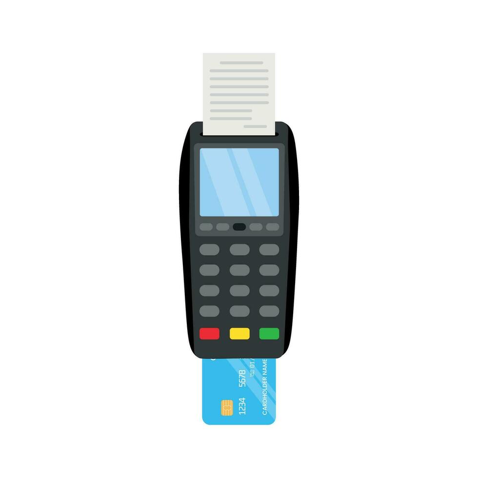 pos terminal para pago con cheque y crédito tarjeta vector