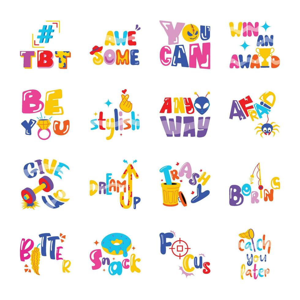 Set of Rudiments Flat Stickers vector
