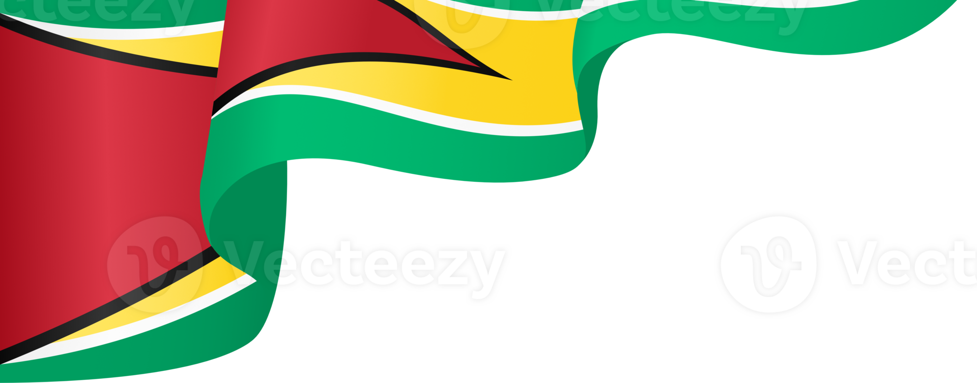 Guyana flag wave isolated on png or transparent background