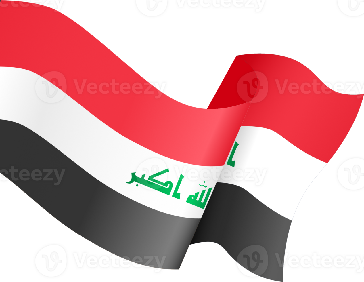 Iraq  flag wave isolated on png or transparent background