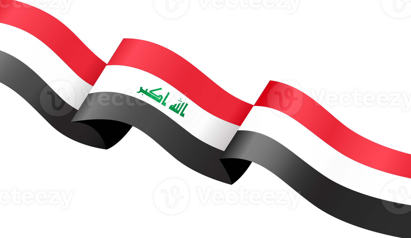 Iraq  flag wave isolated on png or transparent background