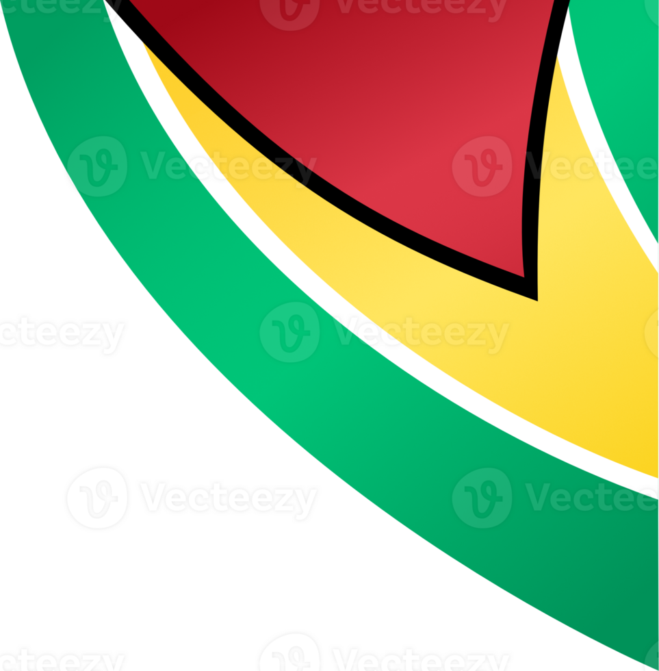 Guyana flag wave isolated on png or transparent background