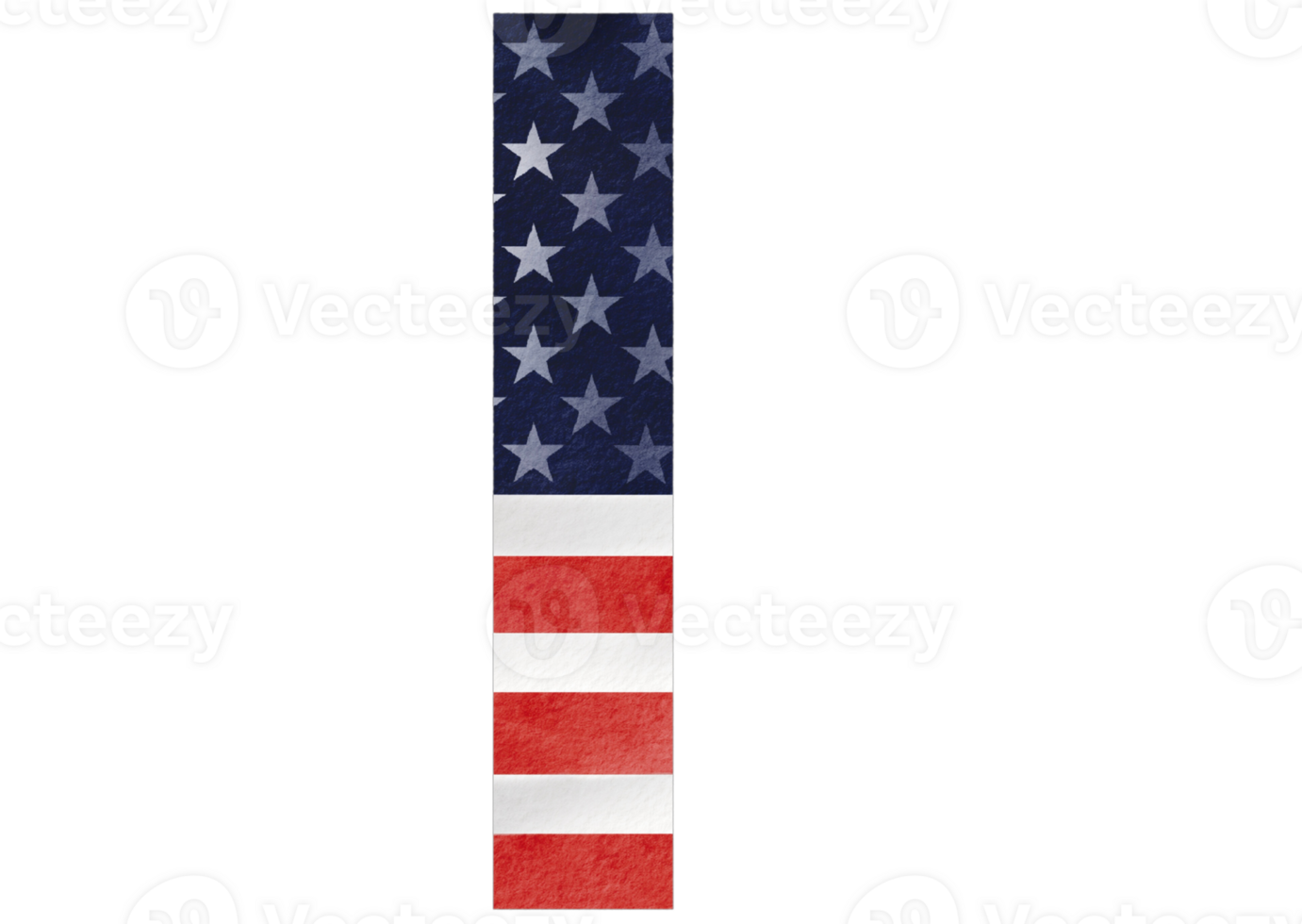 Letter I hand painted watercolor USA alphabet text with United state of  America  flag inside png