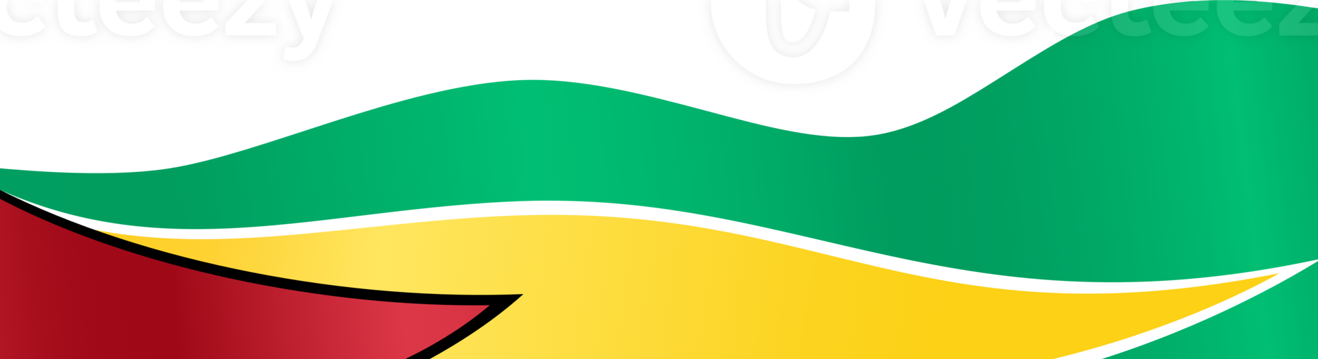 Guyana flag wave isolated on png or transparent background