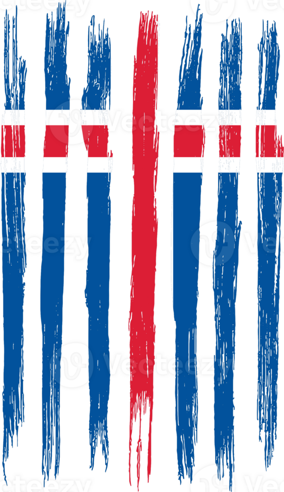 Iceland flag with brush paint textured isolated  on png or transparent background