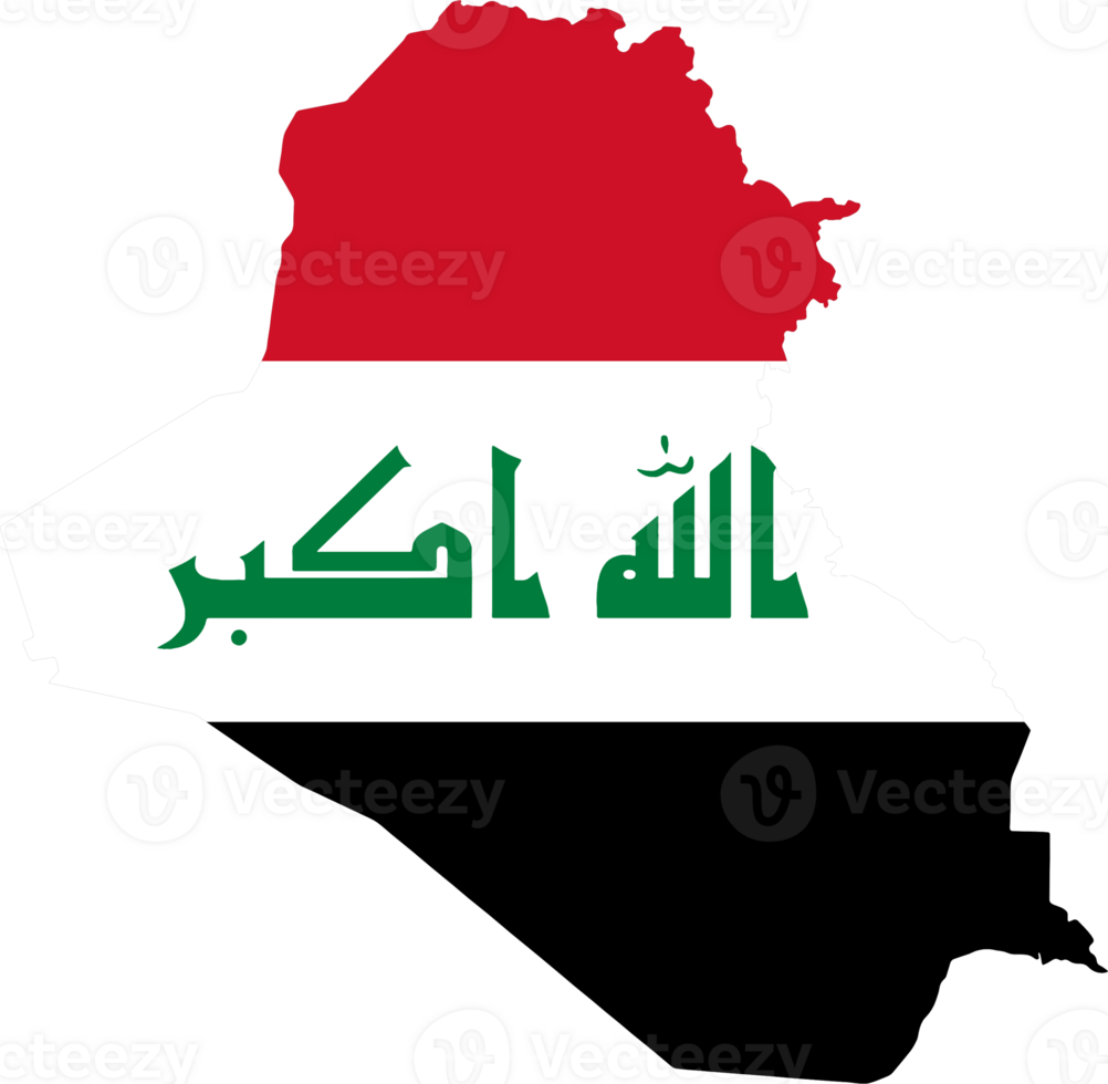 Iraq  flag on map on transparent  background or png