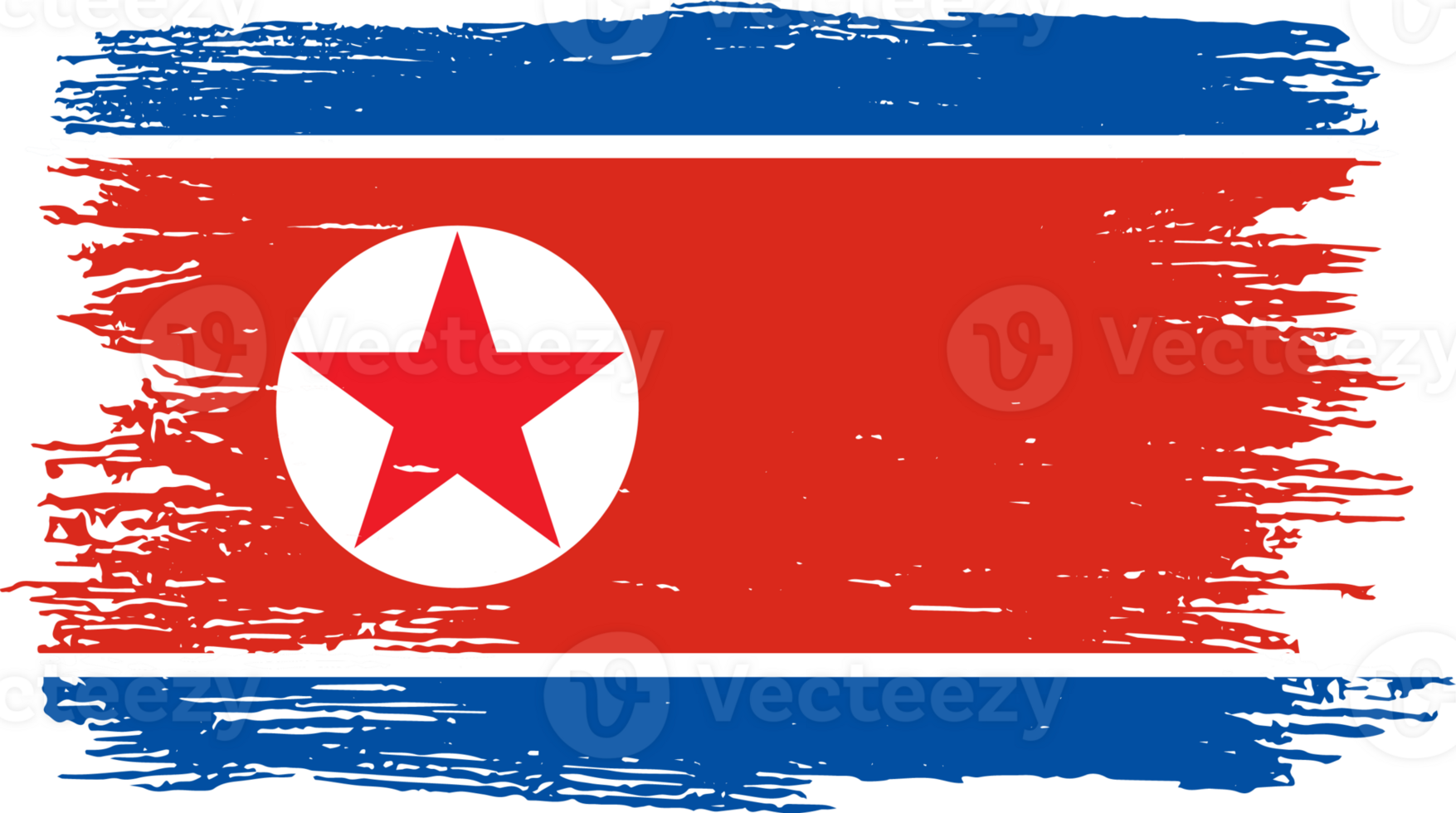 North Korea  flag with brush paint textured isolated  on png or transparent background