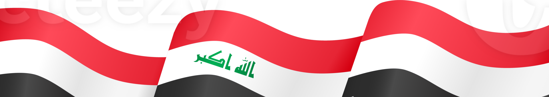 Iraq  flag wave isolated on png or transparent background