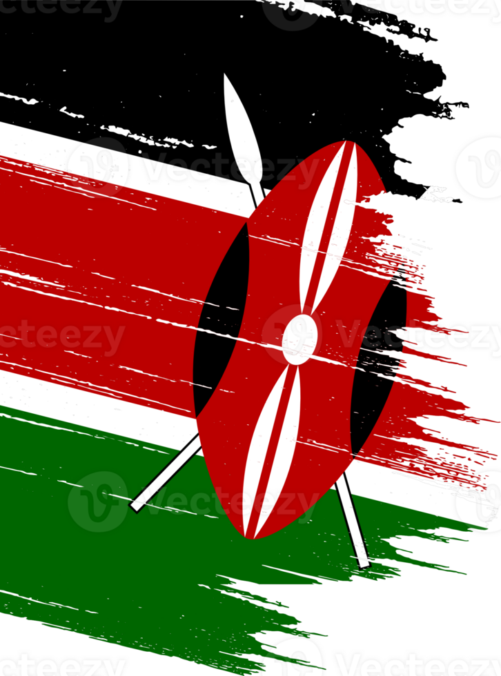 Kenya  flag on map on transparent  background or png