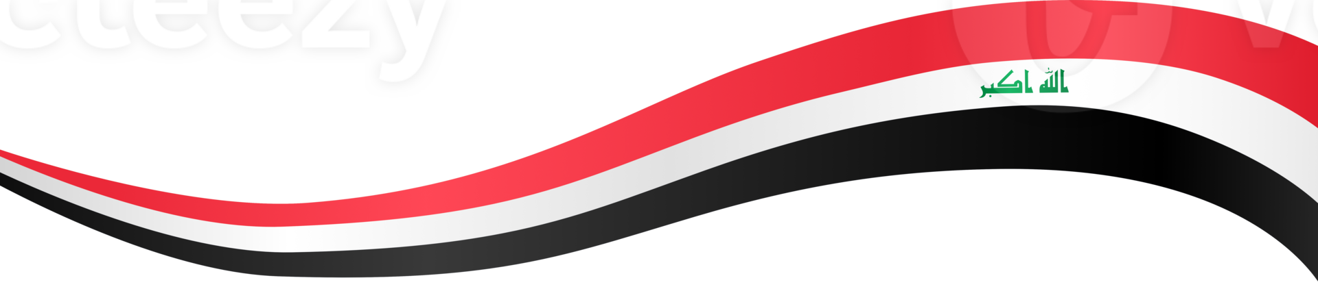 Iraq  flag wave isolated on png or transparent background