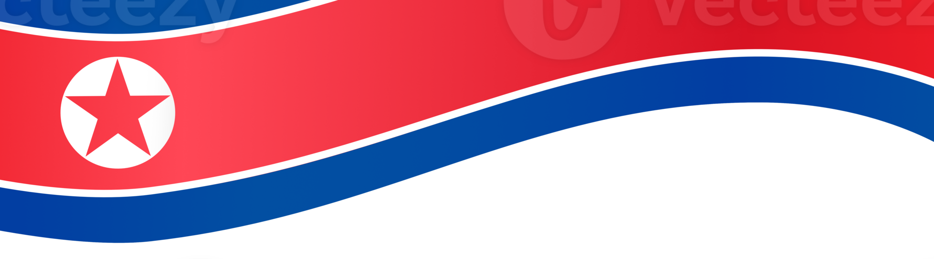 North Korea flag wave isolated on png or transparent background