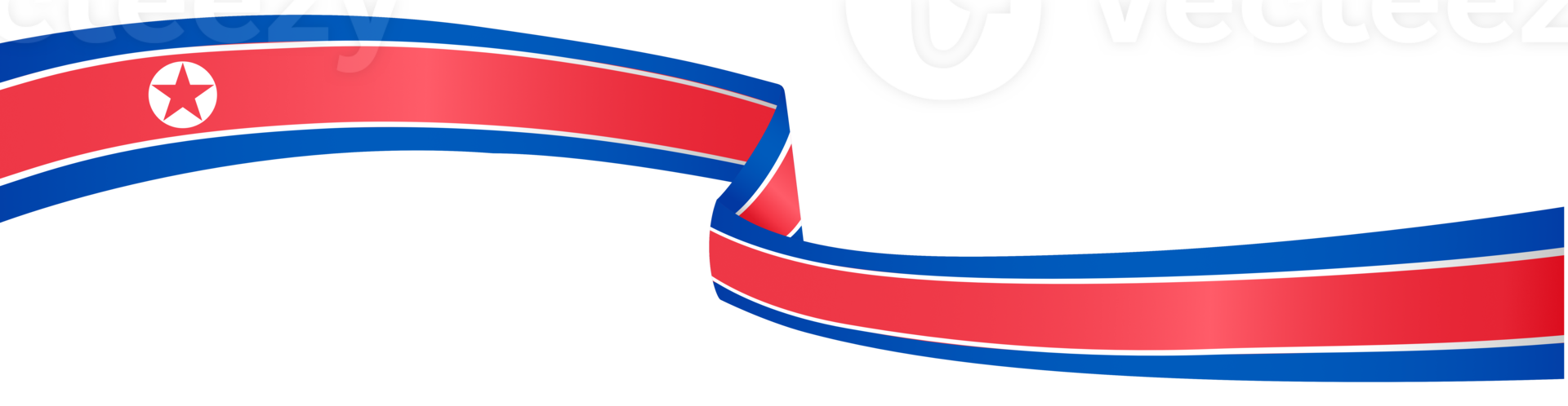 North Korea flag wave isolated on png or transparent background
