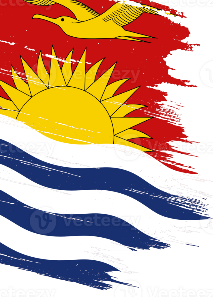 Kiribati flag on map on transparent  background or png