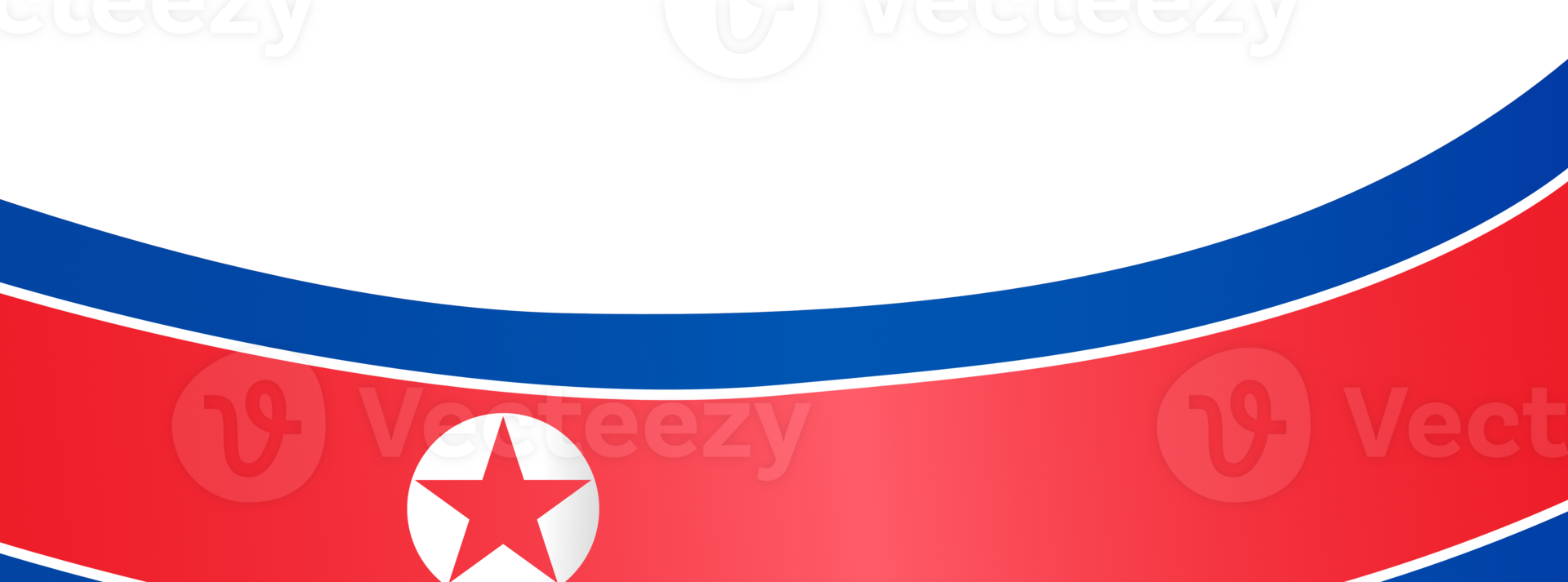 North Korea flag wave isolated on png or transparent background