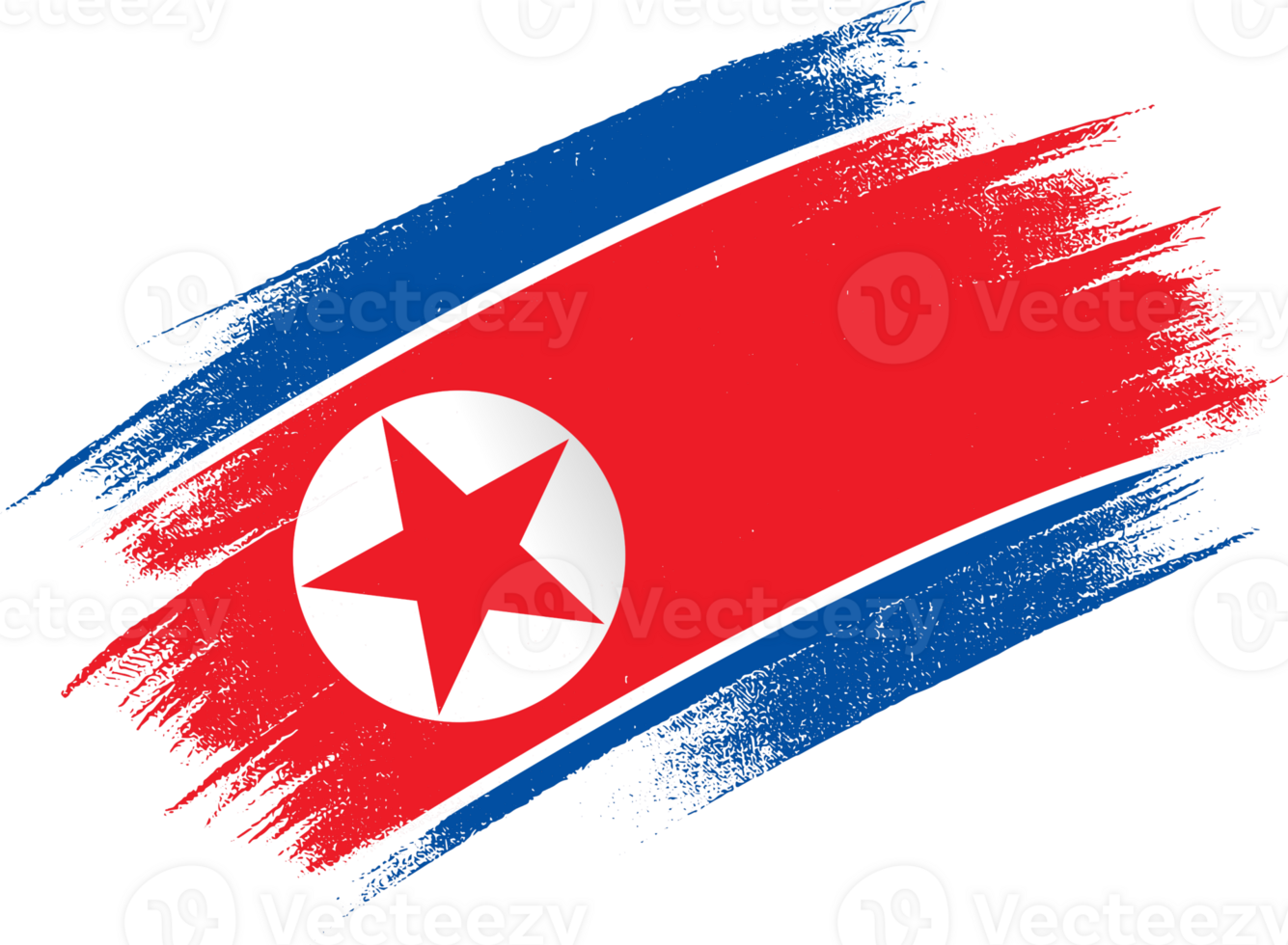 North Korea  flag with brush paint textured isolated  on png or transparent background