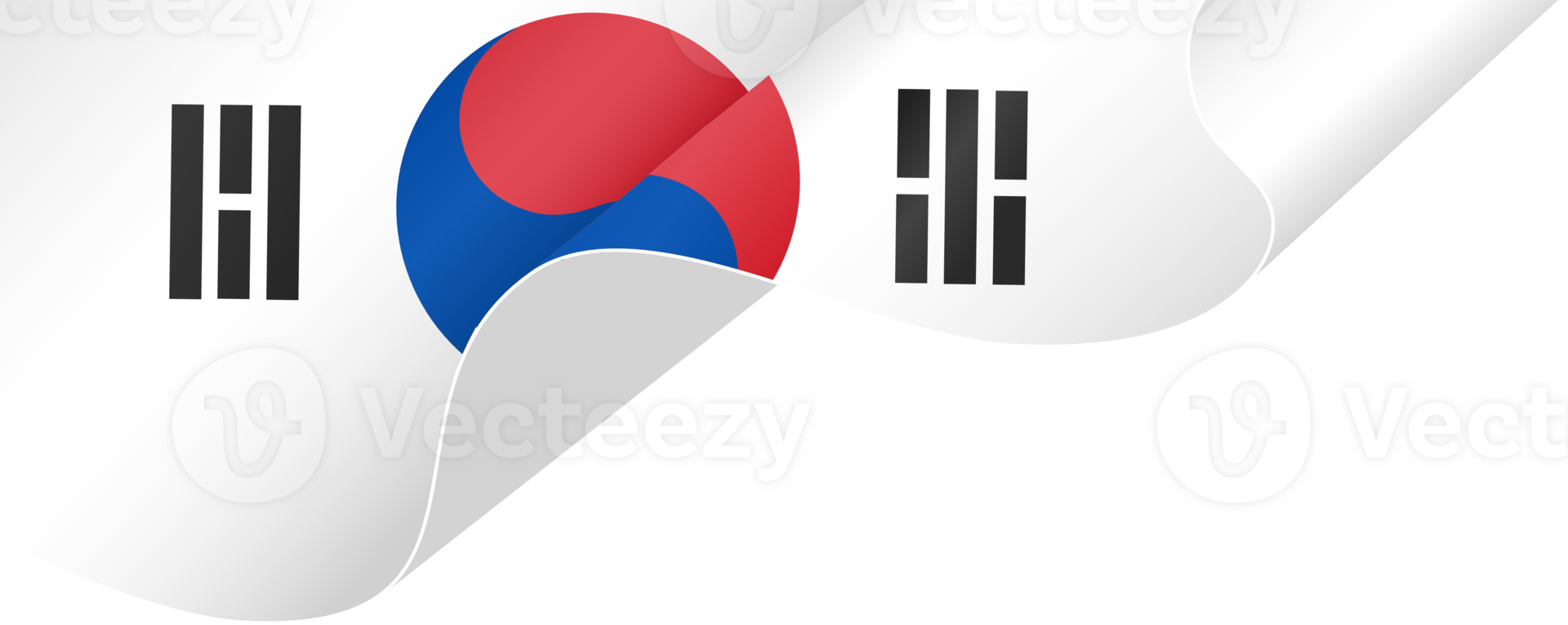 South Korea flag wave isolated on png or transparent background