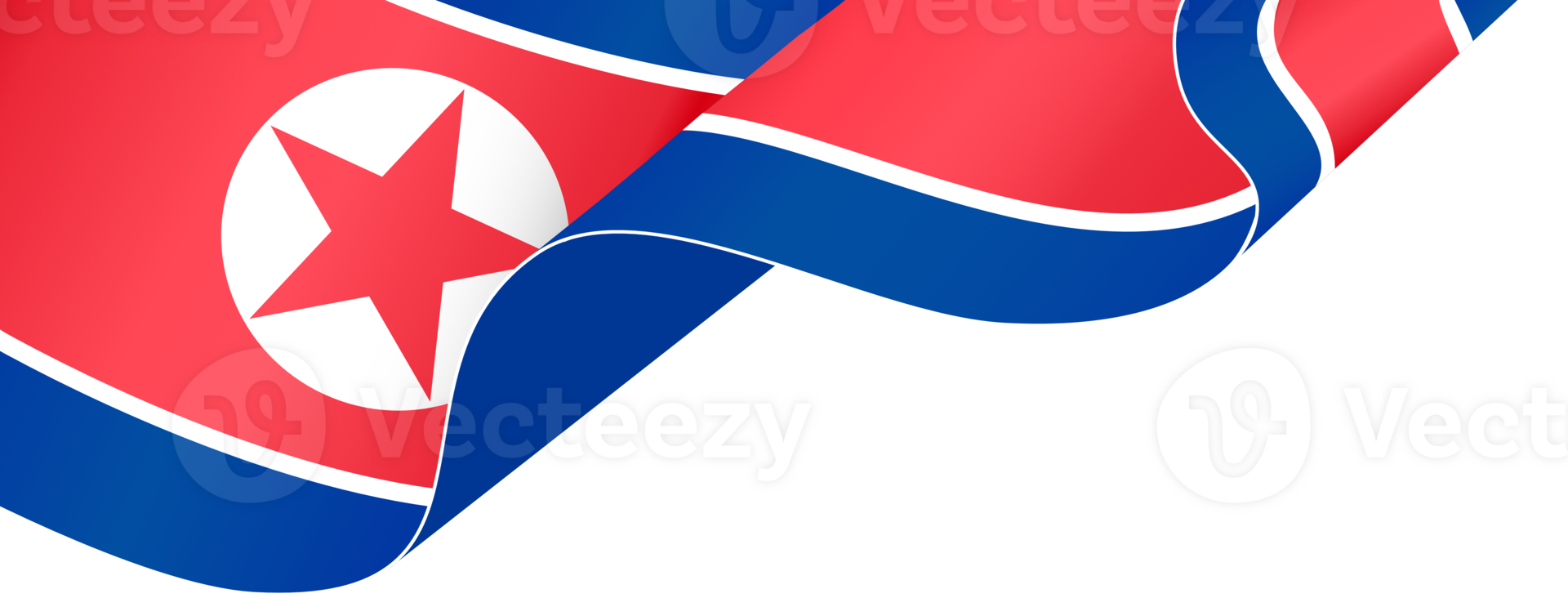 North Korea flag wave isolated on png or transparent background